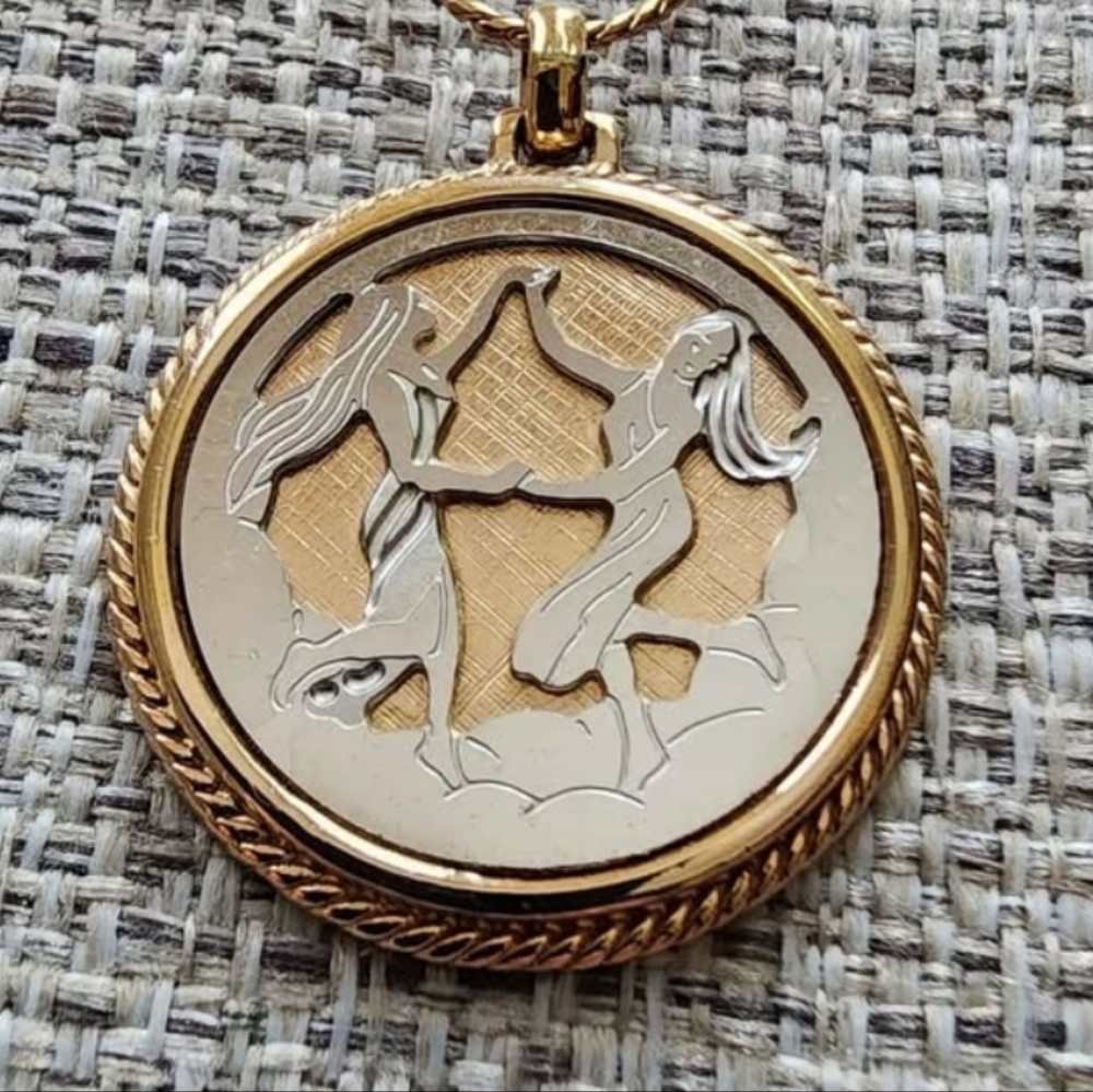 VTG AVON Gemini Gold and Silver Pendant